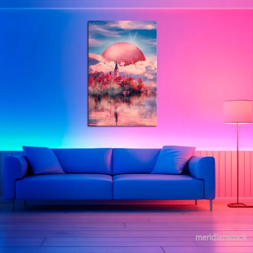 MARS OVER THE BLED LAKE Vertical Canvas Print - Bild 2