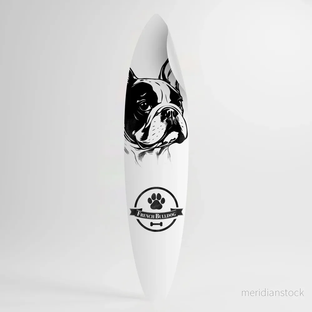 FRENCH BULLDOG Väggdekal surfbräda