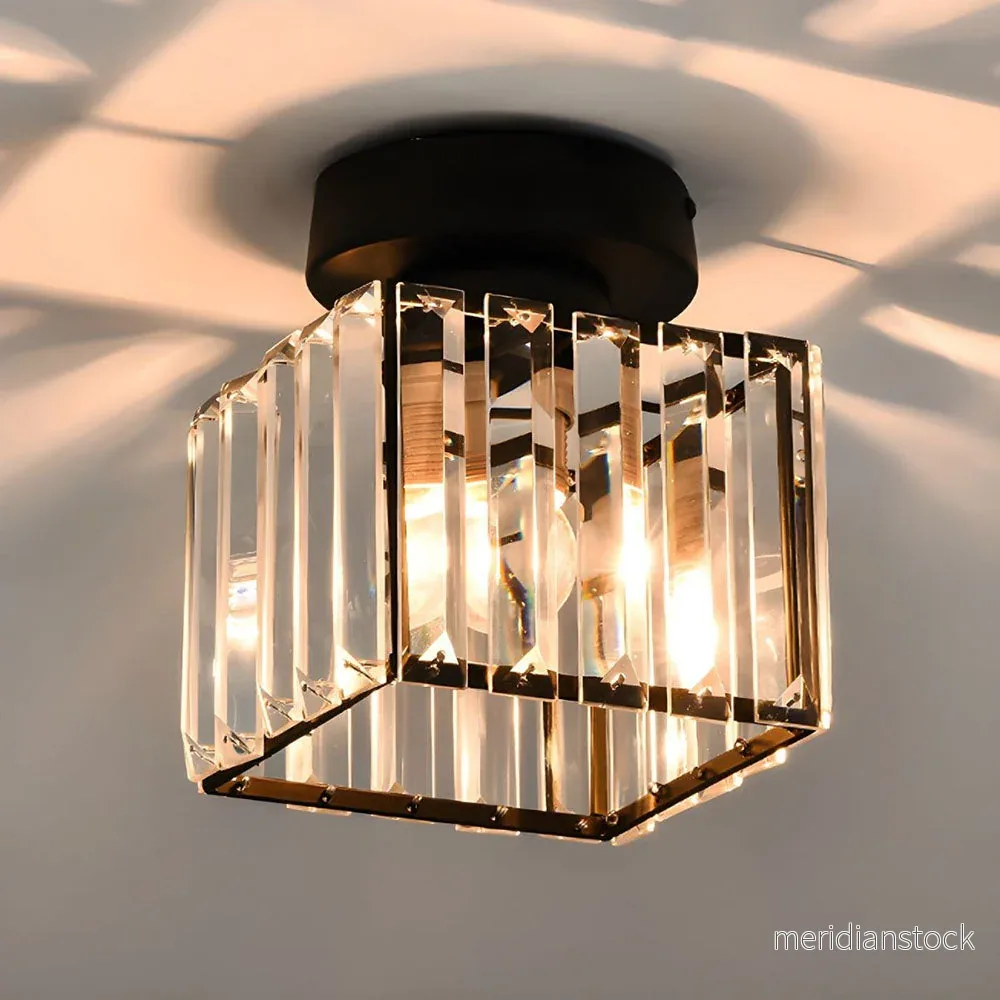 Taklampa i kristall – modern plafond för hall i svart eller guld - Bild 2