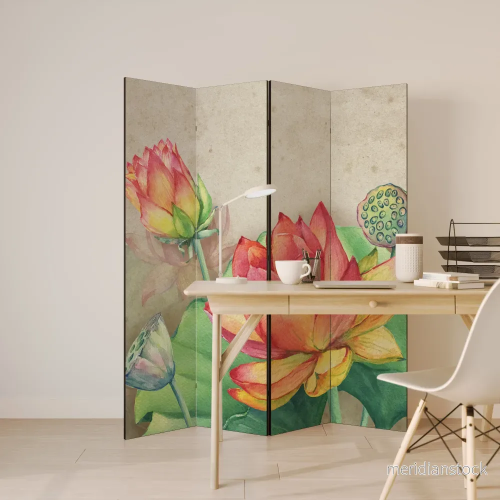 WHISPERING LOTUS BLOOMS Rumsavdelare 4 paneler - Bild 3
