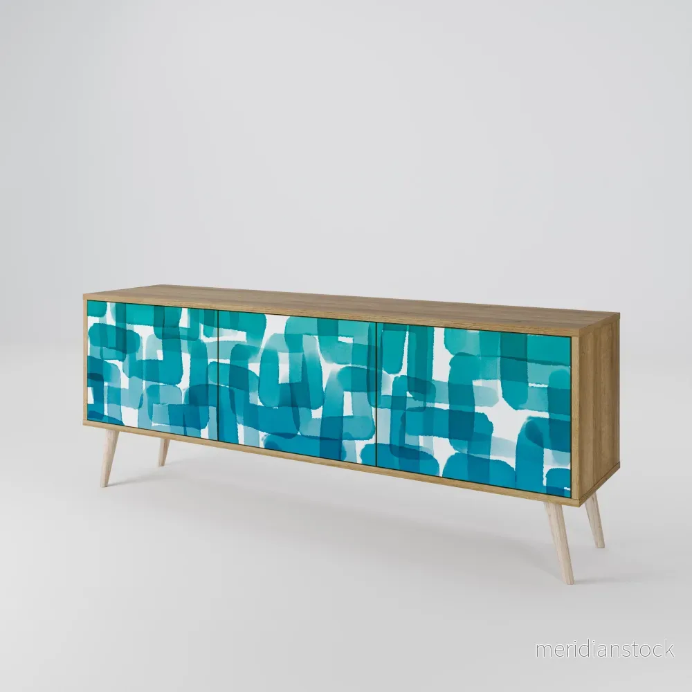 TURQUOISE RECTANGLES TV-bänk med 3 dörrar