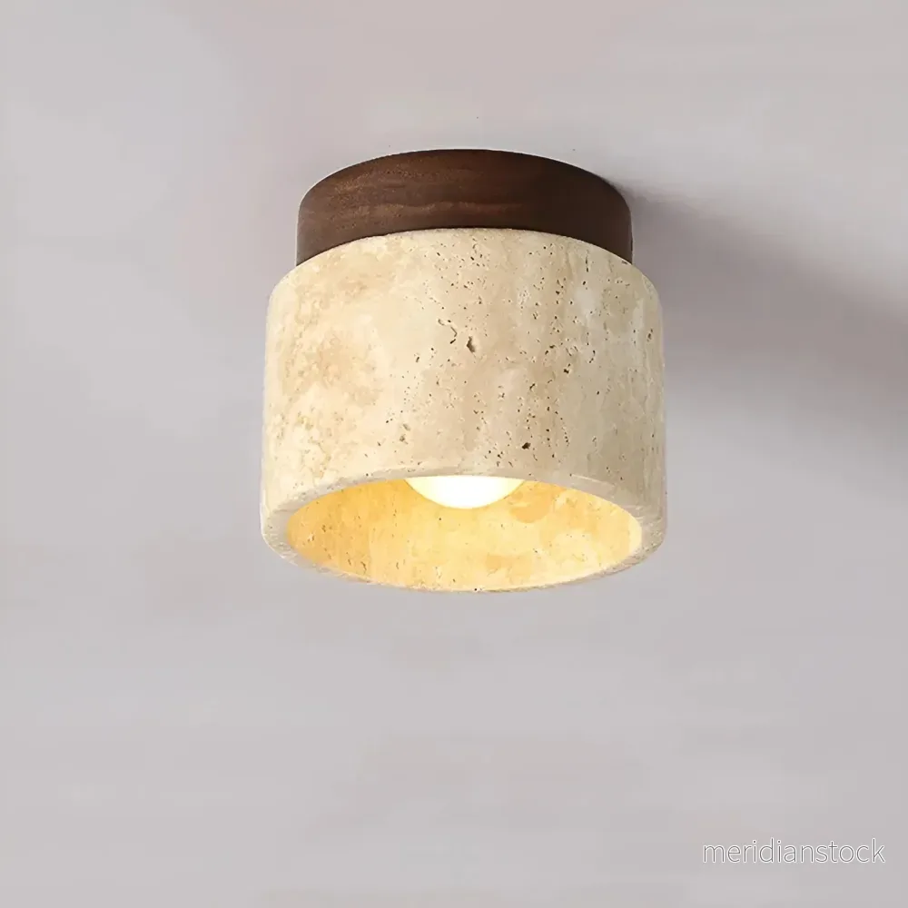 Rustik travertin-taklampa – TravaGlow - Bild 3