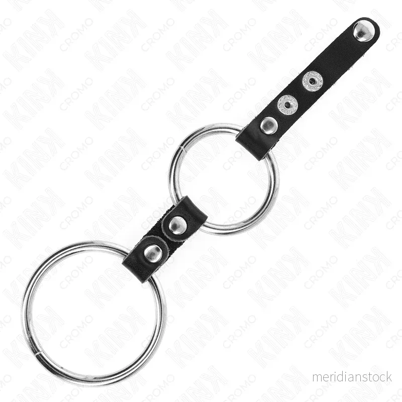 KINK - DOUBLE PENIS RING 3.8 CM TO 5 CM CONNECTED BY LEATHER - Bild 3