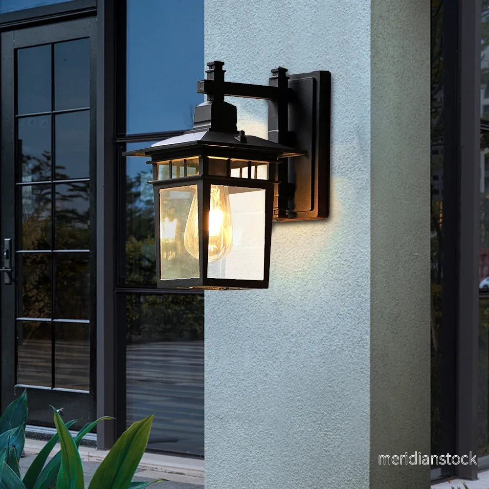 Utomhusvägglampa lykta – vintage trädgårdsbelysning i svart eller brons - Bild 2