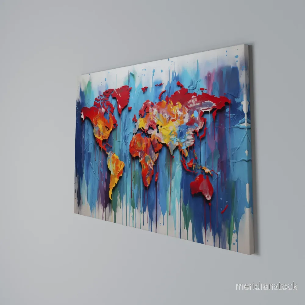 COLORFUL WORLD MAP Horizontal Canvas Print - Bild 3