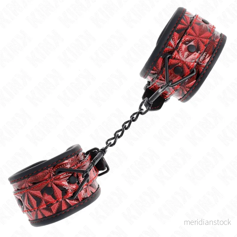 KINK - DIAMOND PATTERN WRIST RESTRAINTS DARK RED ADJUSTABLE 17-26 CM X 5.5 CM - Bild 2