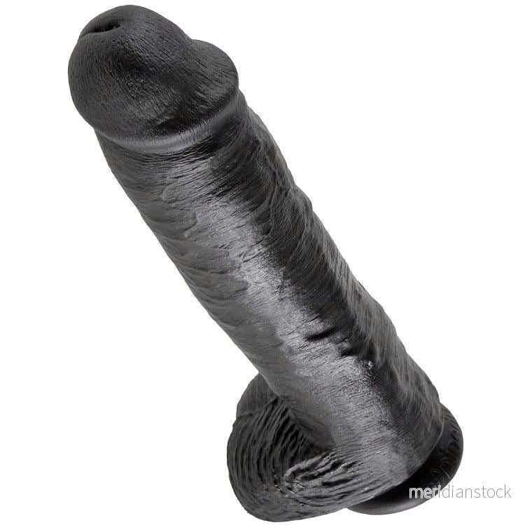 KING COCK - DILDO BLACK WITH BALLS 28 CM - Bild 2