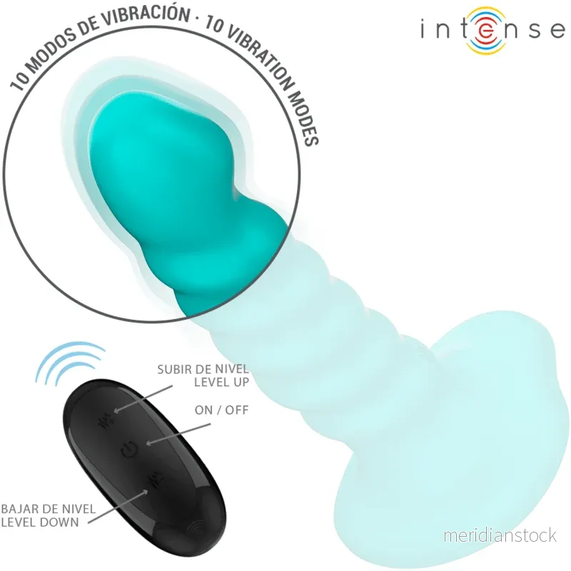 INTENSE - BUFFY VIBRATOR SIZE S SPIRAL DESIGN 10 VIBRATIONS BLUE REMOTE CONTROL - Bild 3