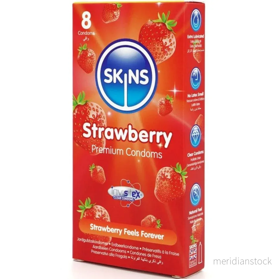 SKINS - STRAWBERRY PREMIUM CONDOMS PACK 8 - Bild 2