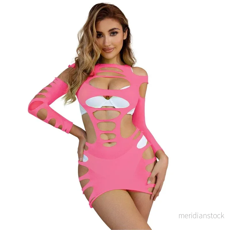 SUBBLIME - 952273 LONG SLEEVE ELASTIC FISHNET DRESS PINK ONE SIZE - Bild 3