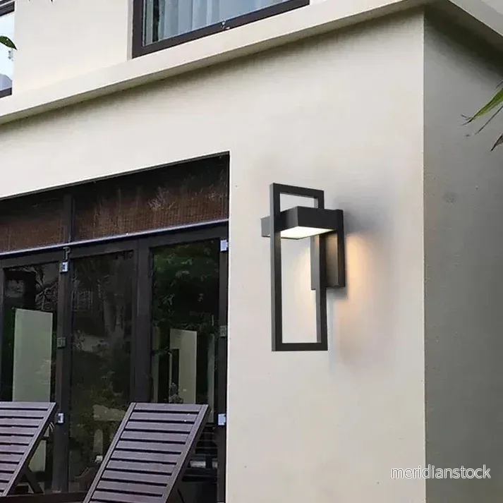 Utomhusvägglampa Marshall – modern svart fasadlampa i rostfritt stål - Bild 2