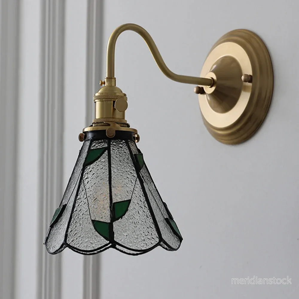 Vägglampa i glas – vintagedesign i mässing för vardagsrum och sovrum - Bild 2