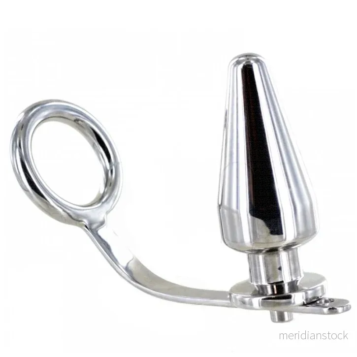 METAL HARD - STEEL RING WITH ANAL PLUG 45 X 50MM