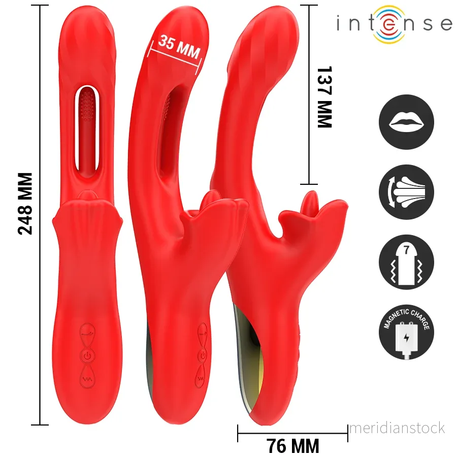 INTENSE - JESSICA MULTIFUNCTION VIBRATOR CLITORIS STIMULATION 24.8 CM RED - Bild 2