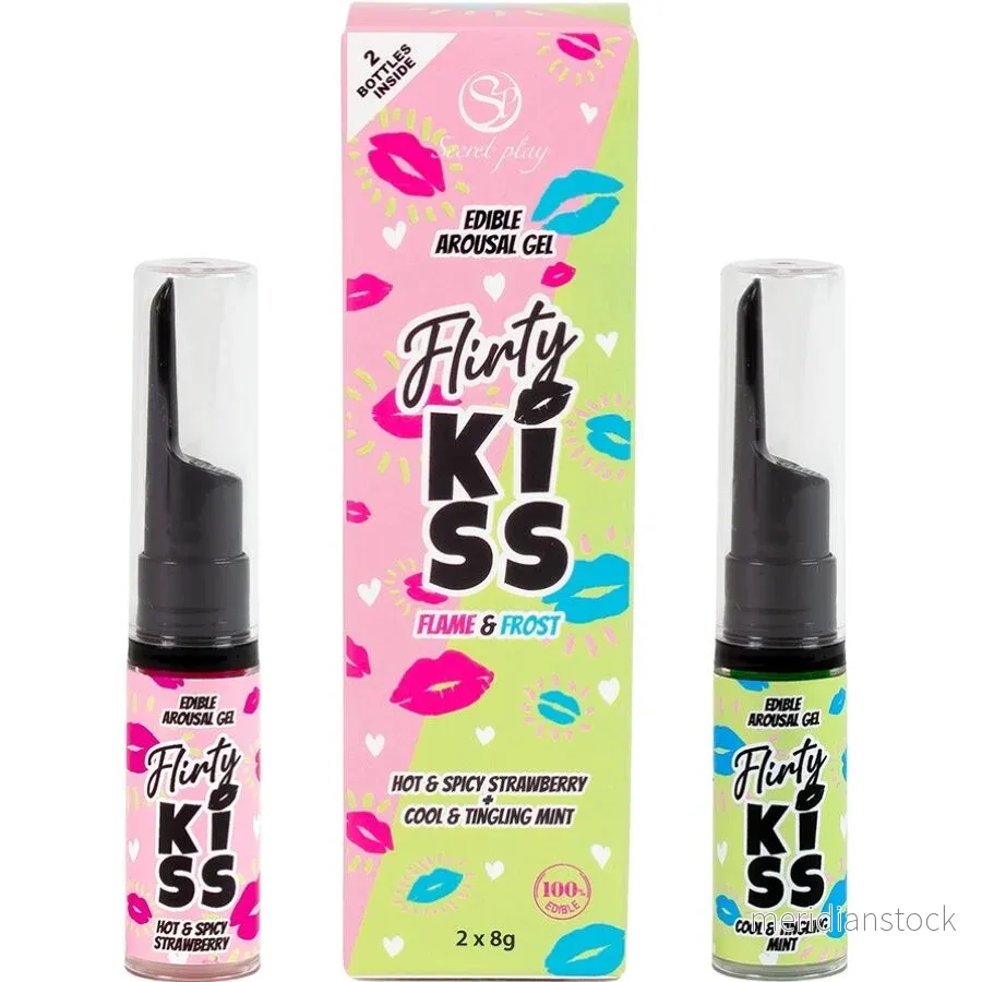 SECRETPLAY - FLIRTY KISS GELS WITH ORAL SEX EFFECTS STRAWBERRY & MINT 2 x 8 GR