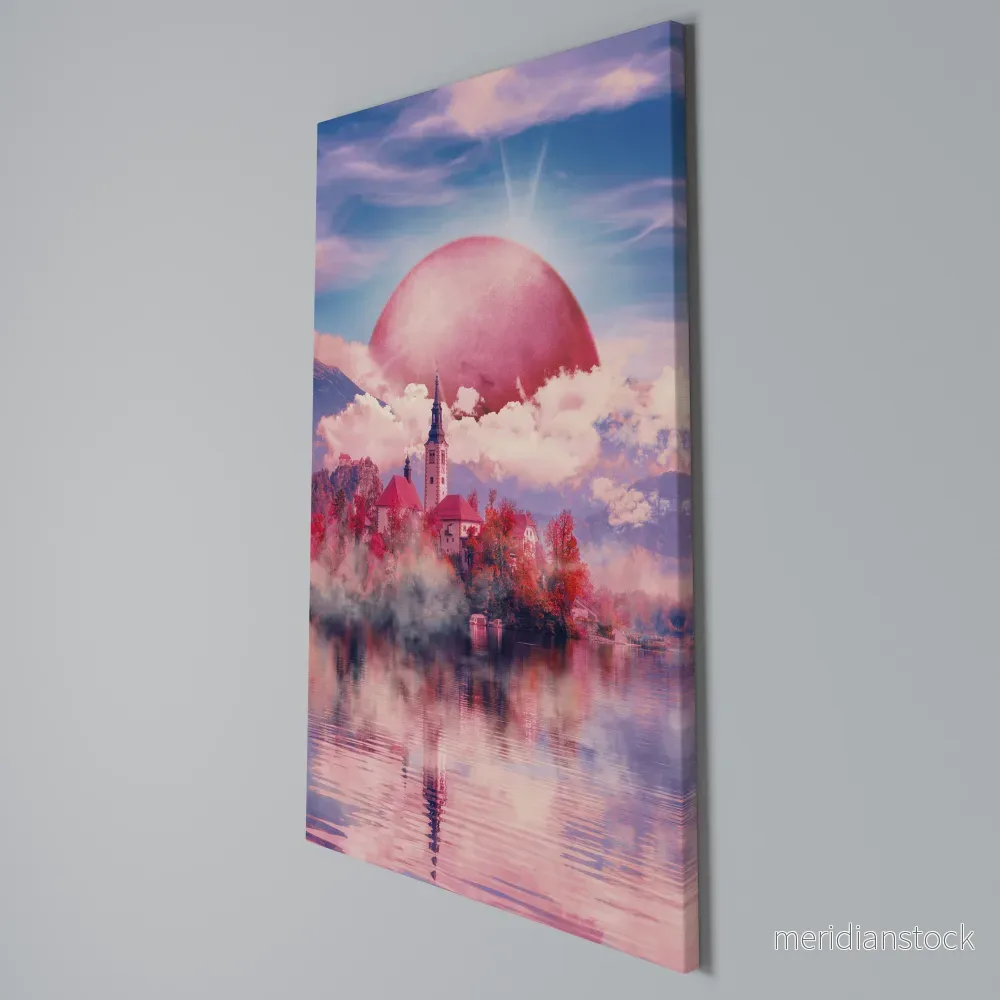 MARS OVER THE BLED LAKE Vertical Canvas Print - Bild 3