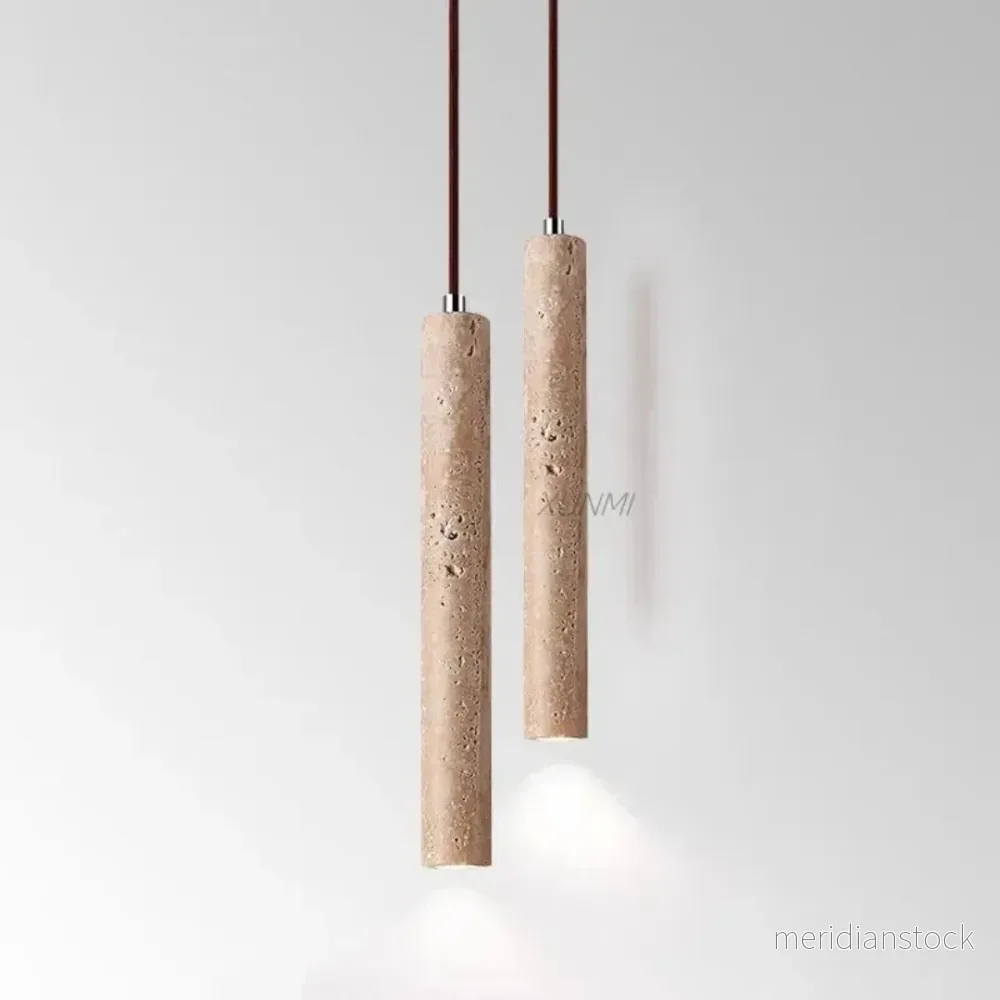 Minimalistisk travertin wabi-sabi-stil LED-kandelaber - LumoLine