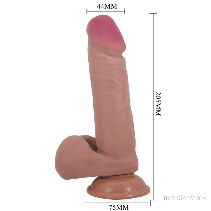 PRETTY LOVE - SLIDING SKIN SERIES REALISTIC DILDO WITH SLIDING SKIN SUCTION CUP BROWN 20.5 CM - Bild 3