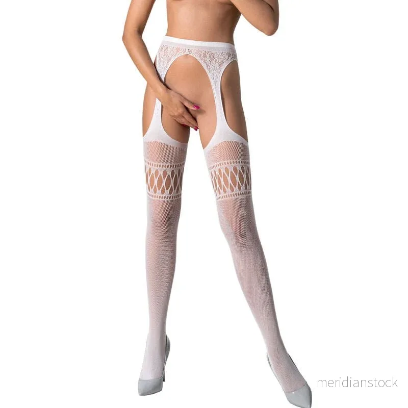 PASSION - S026 BLACK TIGHTS WITH GARTER ONE SIZE - Bild 3