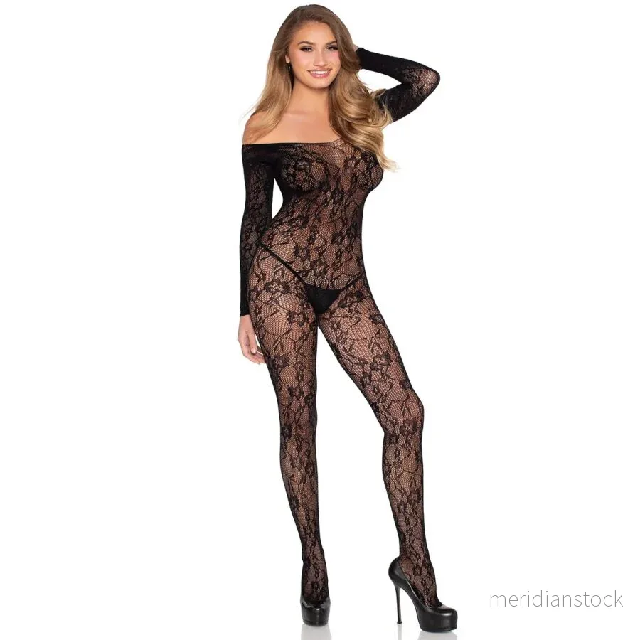 LEG AVENUE - 89366 LACE LINGERIE BODYSTOCKING BLACK - ONE SIZE - Bild 2