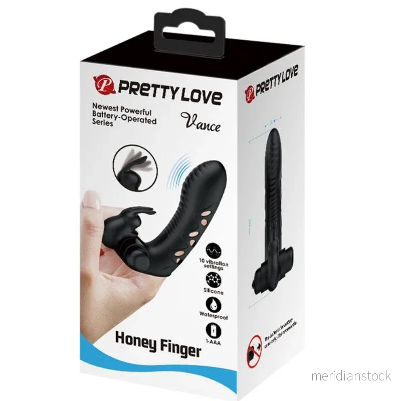 PRETTY LOVE - VANCE BLACK RABBIT VIBRATOR FINGER COVER