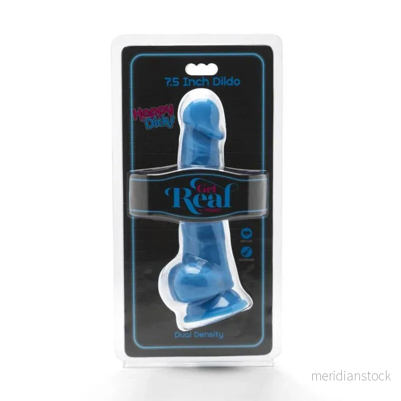 GET REAL - HAPPY DICKS 19 CM WITH BALLS BLUE - Bild 2