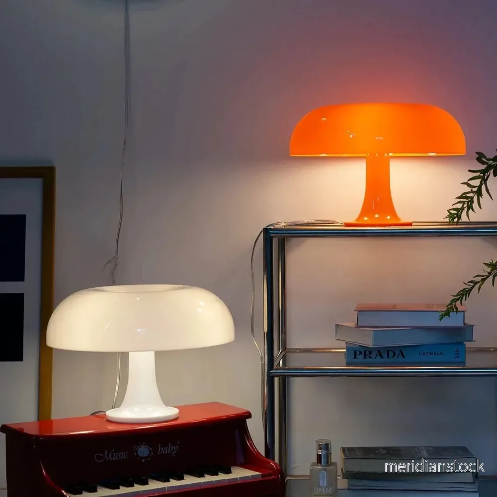 Bordslampa svamp – retro sänglampa i mid-century-stil, orange eller vit - Bild 2