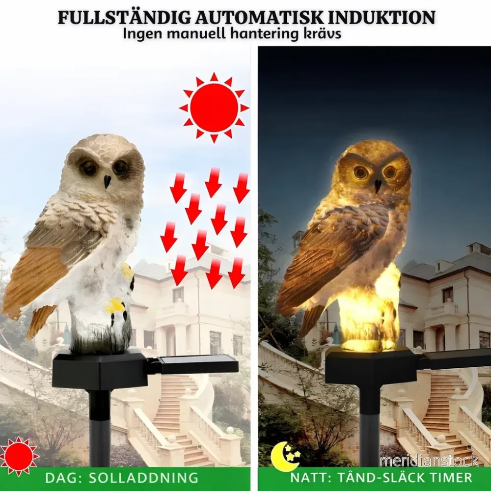 SolUggla™ – Soldriven utomhuslampa med dekorativ uggla - Bild 2