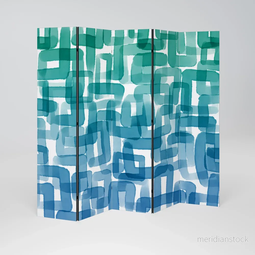 TURQUOISE RECTANGLES Dekorativ rumsavdelare – 5 paneler - Bild 2
