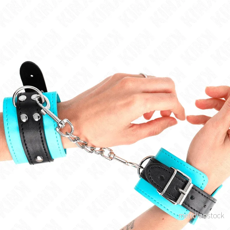 KINK - HOOK WRIST RESTRAINTS BLUE FUR LINED ADJUSTABLE 20-28 CM X 5.5 CM - Bild 3