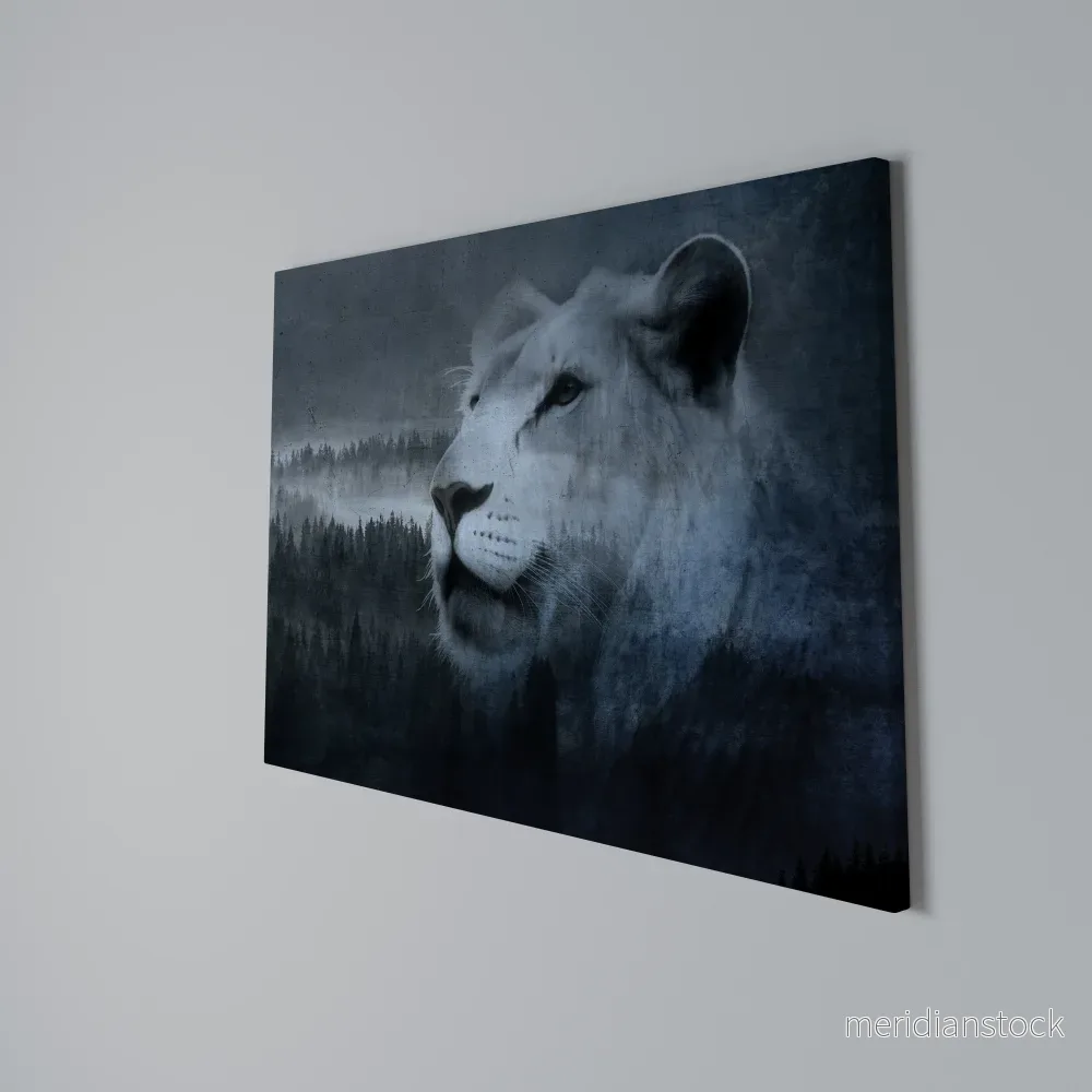 LION'S HARMONY IN BLUE Horizontal Canvas Print - Bild 3
