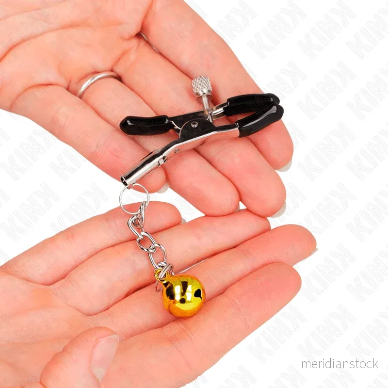 KINK - GOLD JINGLE BELL PENDANT NIPPLE CLAMPS 6 CM - Bild 3