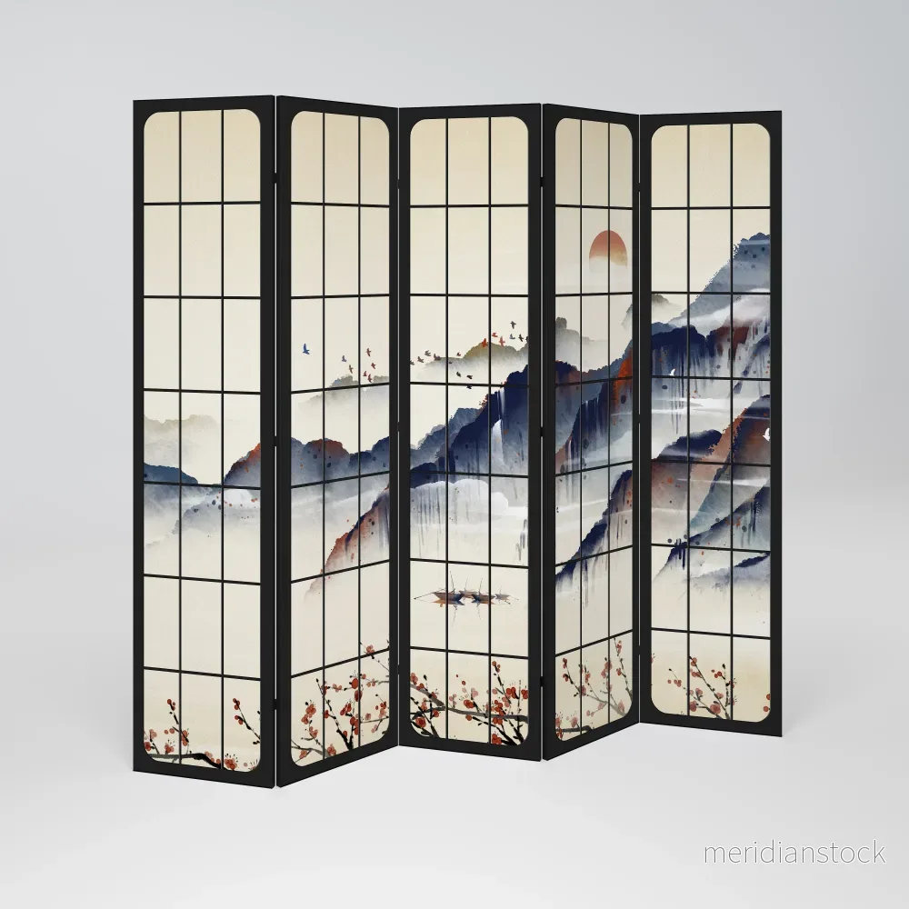 JAPANESE LANDSCAPE Dekorativ rumsavdelare – 5 paneler - Bild 2