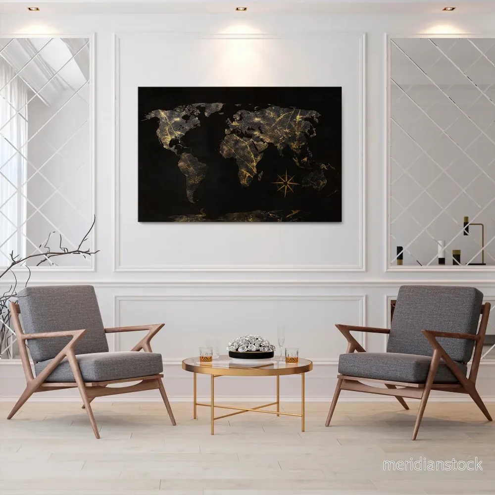 GOLDEN GEOGRAPHY Horizontal Canvas Print - Bild 2