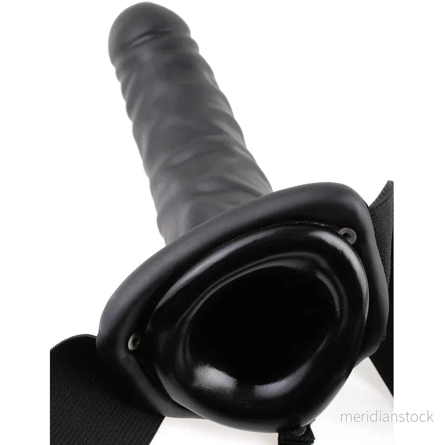 FETISH FANTASY SERIES - 19 CM VIBRATING HOLLOW STRAP-ON BLACK - Bild 2