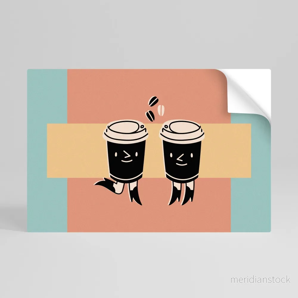 JOYFUL COFFEE Självhäftande Horisontell Poster - Bild 2