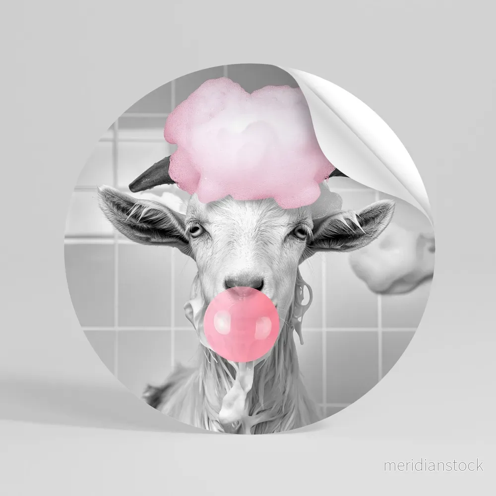 BUBBLEGUM BOVINE BLISS Rund väggdekal - Bild 2