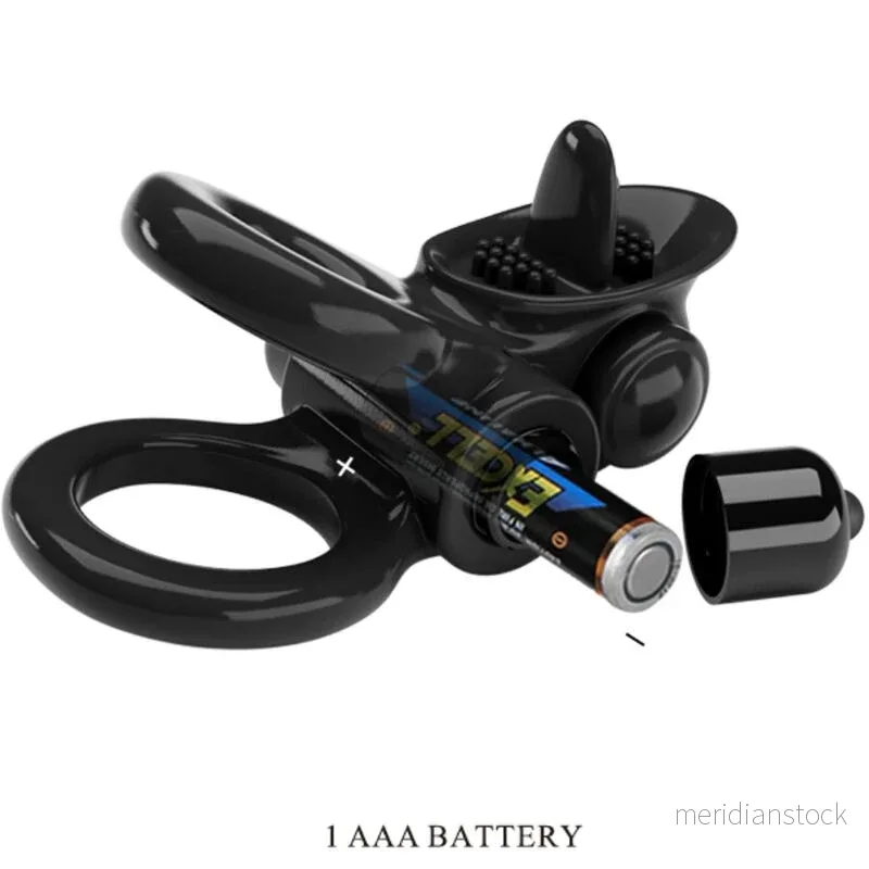 PRETTY LOVE - PASSIONATE RING DOUBLE VIBRATING RING + CLITORIS STIMULATOR BLACK - Bild 3