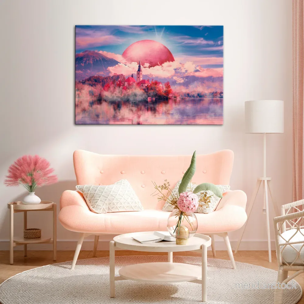 MARS OVER THE BLED LAKE Horizontal Canvas Print