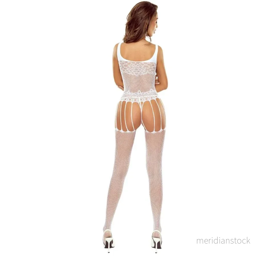 PASSION - BS119 WHITE FLORAL BODYSTOCKING - Bild 2