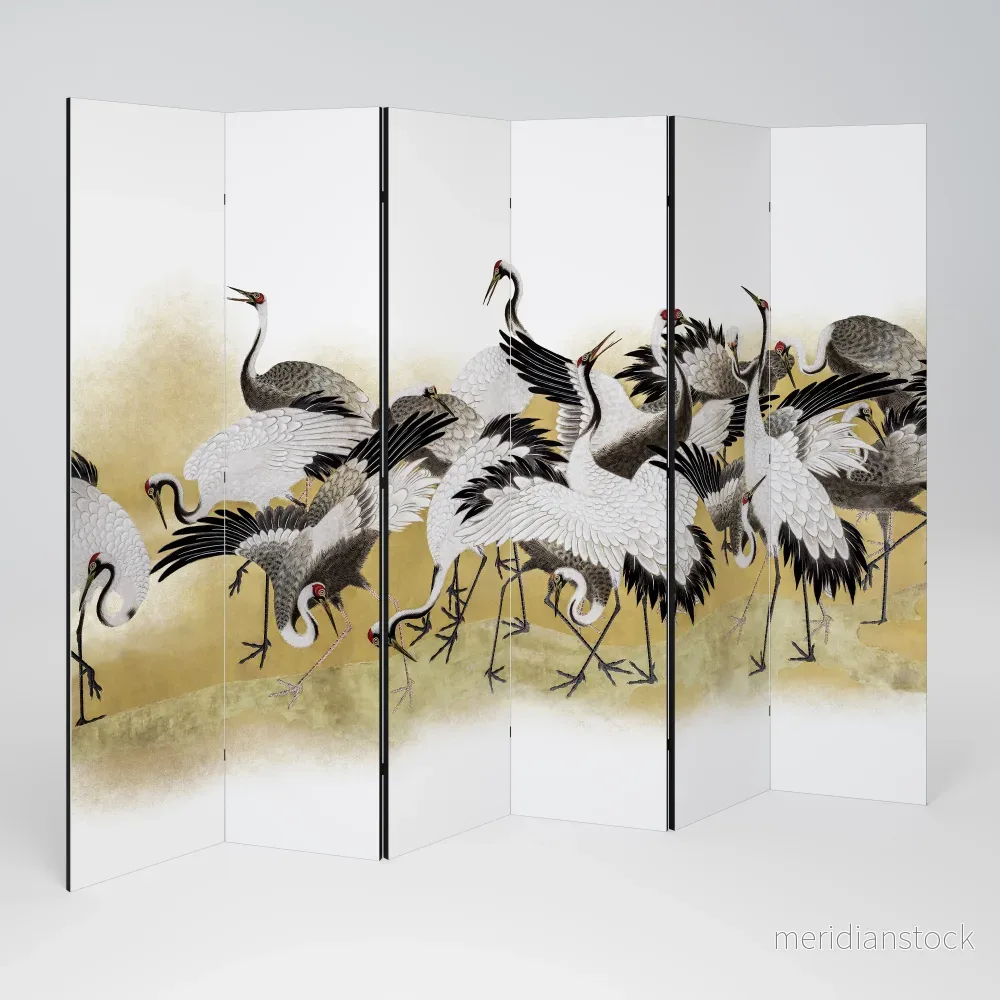 JAPANESE FLOCK OF CRANES Rumsavdelare 6 paneler - Bild 2