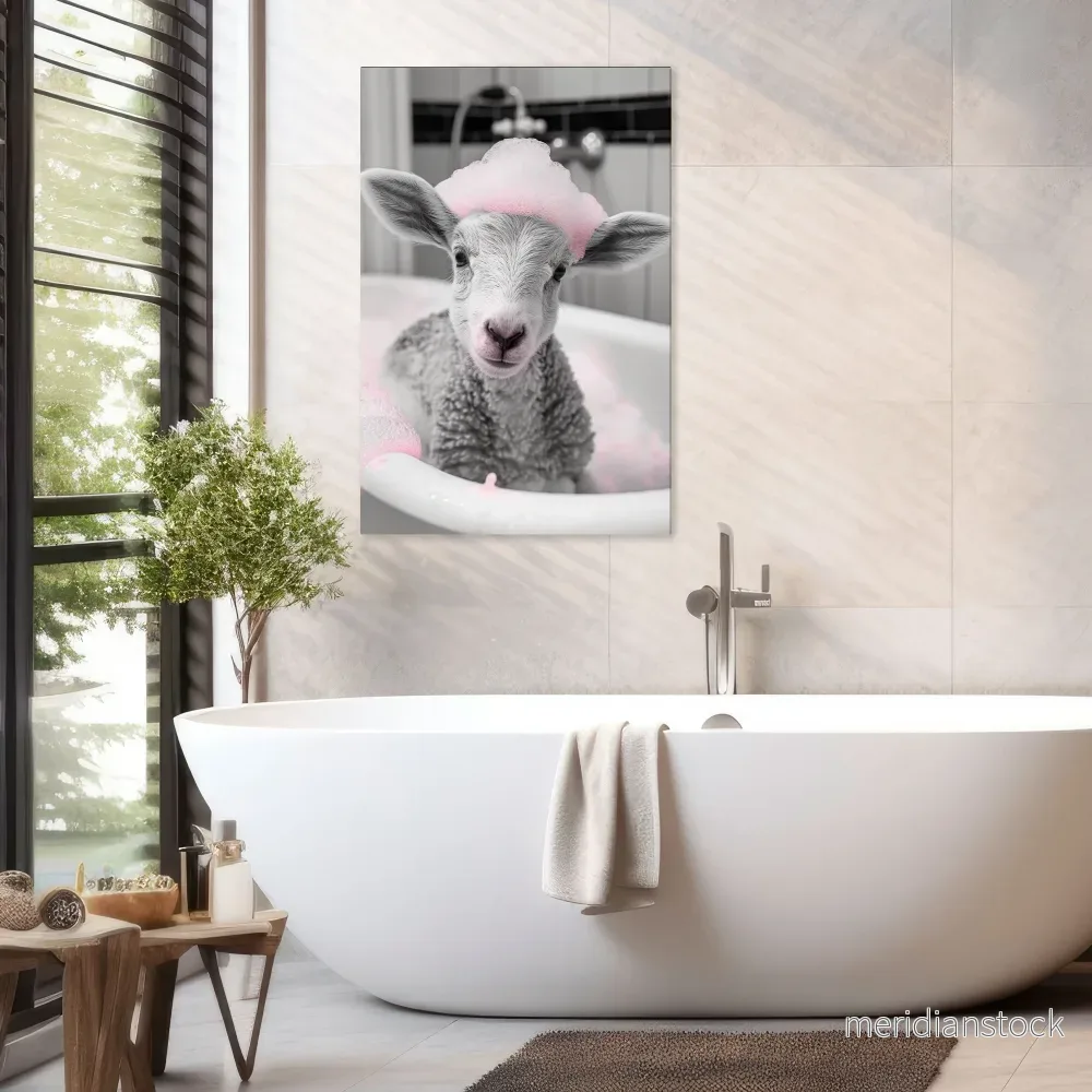 PINK CLOUD BATH TIME Vertical Canvas Print - Bild 2
