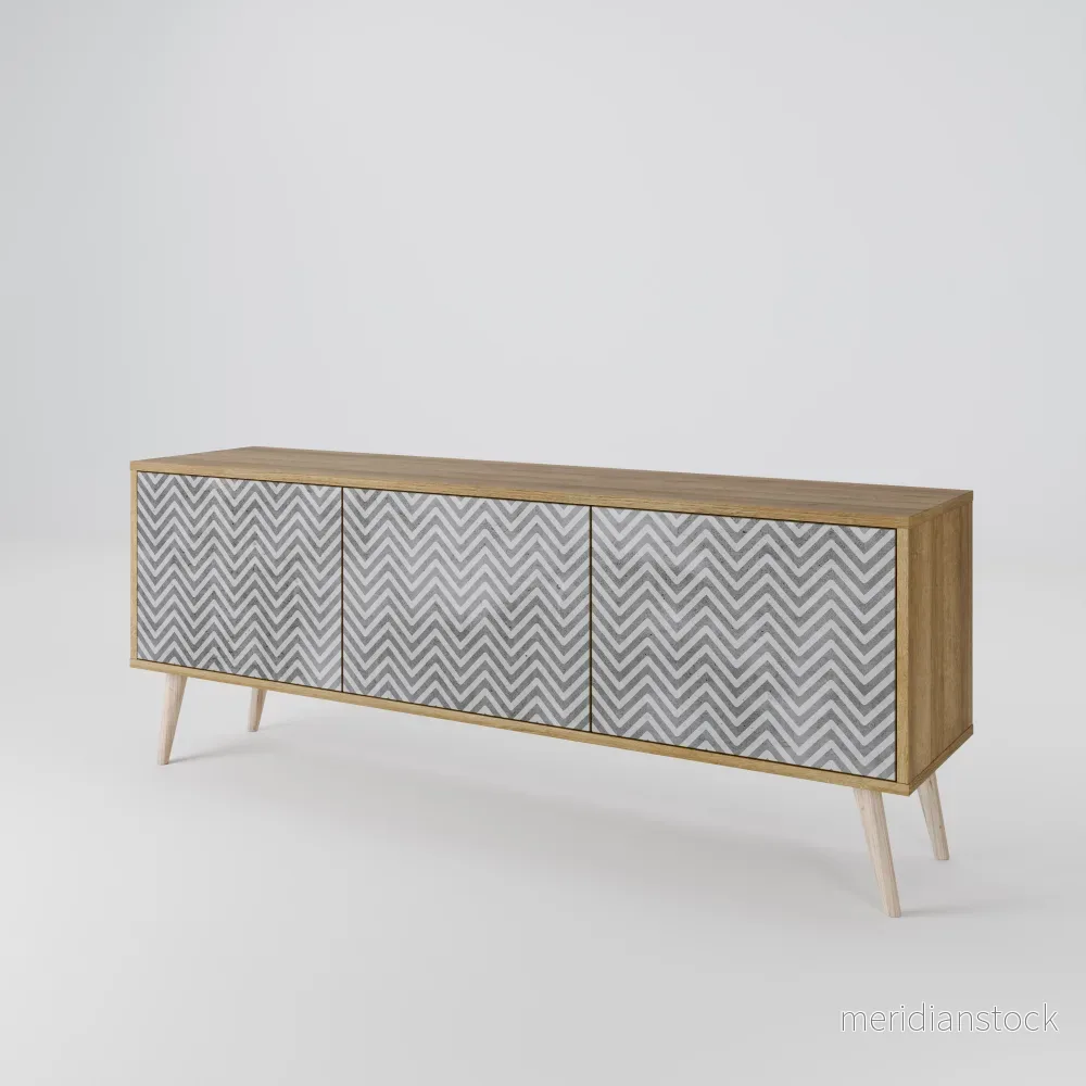 CONCRETE ZIG ZAG TV-bänk med 3 dörrar
