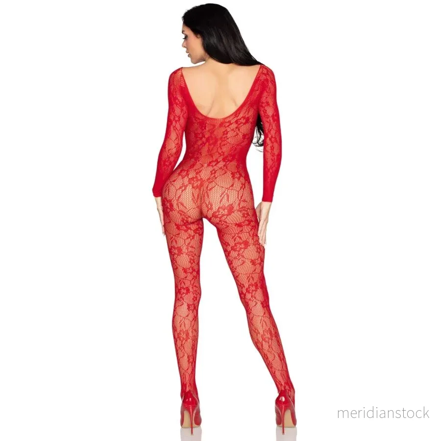 LEG AVENUE - 89366 LACE LINGERIE BODYSTOCKING RED - ONE SIZE - Bild 3