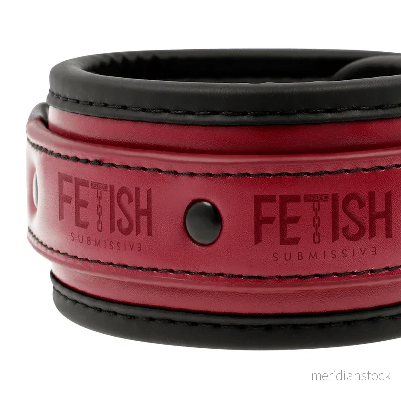 FETISH SUBMISSIVE DARK ROOM - VEGAN LEATHER HANDCUFFS WITH NEOPRENE LINING - Bild 3
