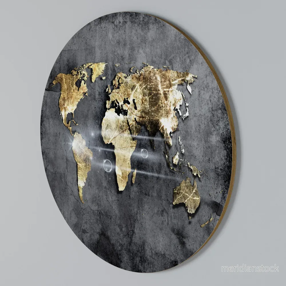 SHIMMERING EARTH MAP Rund väggdekor