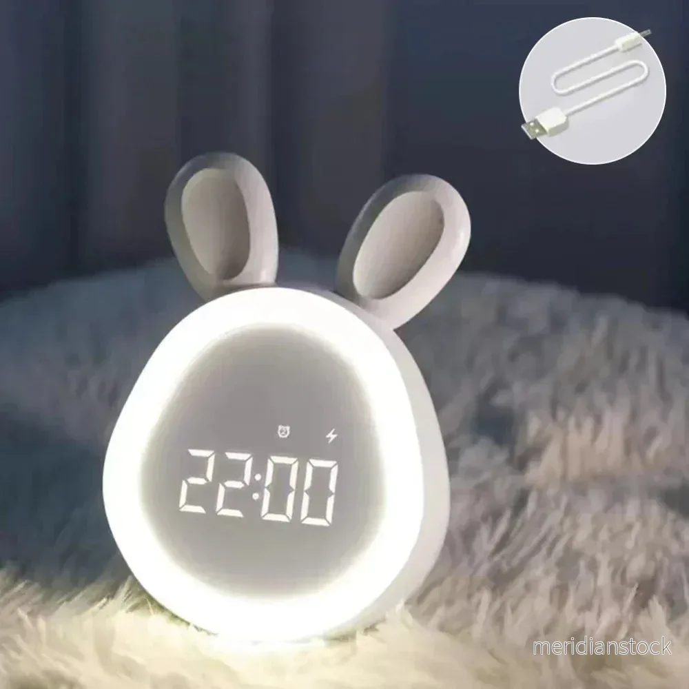 Kaninformad barnklocka med LED-nattljus - BunniGlow - Bild 2
