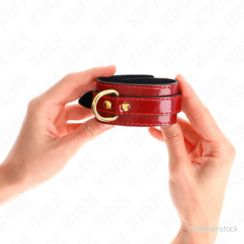 KINK - JOANNA ANGEL WRIST CUFFS RED ADJUSTABLE WITH GOLD CHAIN 16.5-26 CM X 4 CM - Bild 3