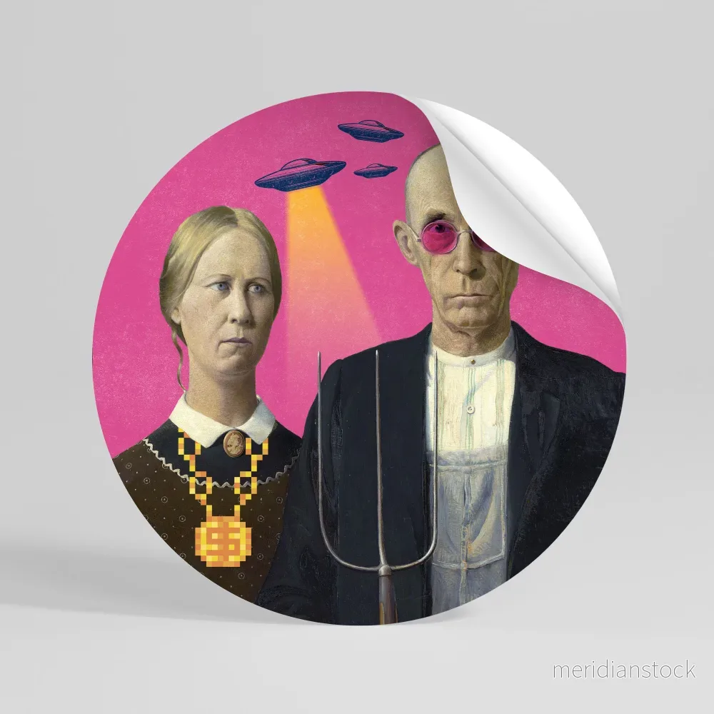 AMERICAN GOTHIC ALIEN Rund väggdekal AMERICAN GOTHIC ALIEN Rund väggdekal