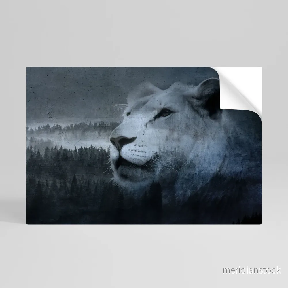 LION’S HARMONY IN BLUE Självhäftande Horisontell Poster LION’S HARMONY IN BLUE Självhäftande Horisontell Poster